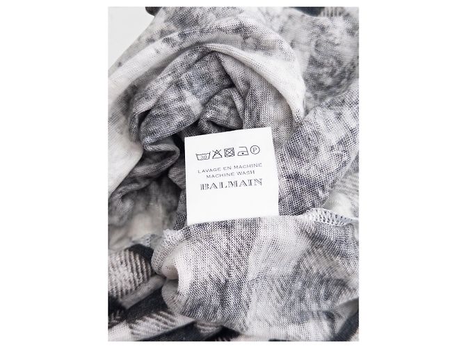 Top sin mangas Balmain by Olivier Rousteing SS13 Checkered Lion Print Blanco - vista 7