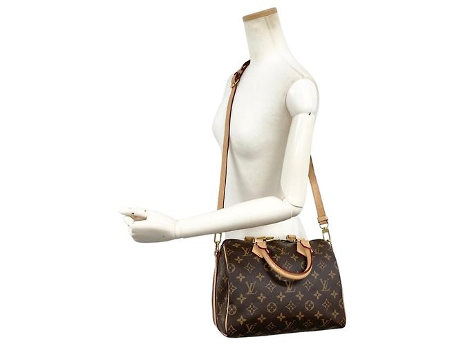 Borsa Louis Vuitton Speedy Bandoulière 25 Marrone Monogramma - vista 14