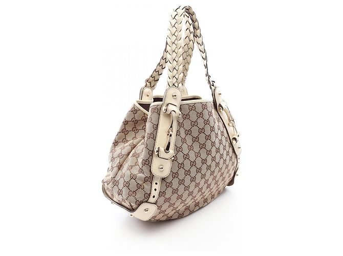 Borsa a Spalla Gucci GG Canvas Bianco Beige - vista 2
