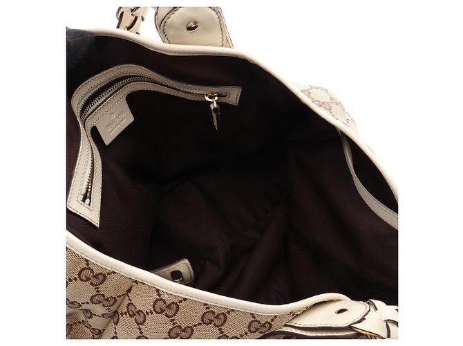 Borsa a Spalla Gucci GG Canvas Bianco Beige - vista 3