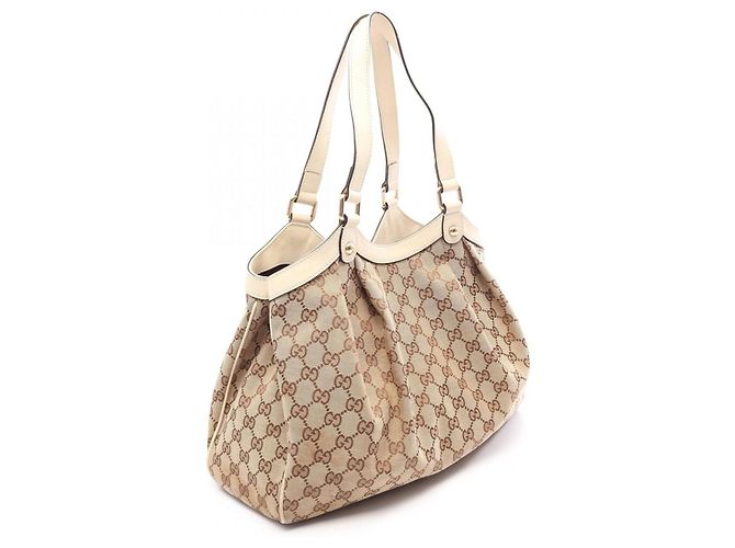 Borsa Tote Gucci GG Canvas Bianco Beige - vista 2