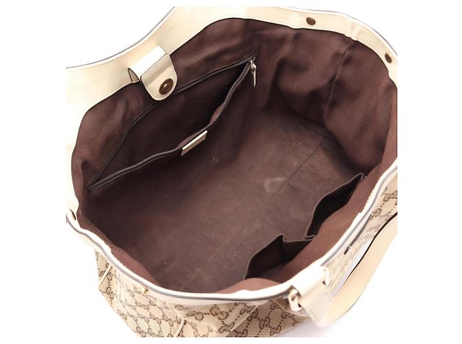 Borsa Tote Gucci GG Canvas Bianco Beige - vista 3