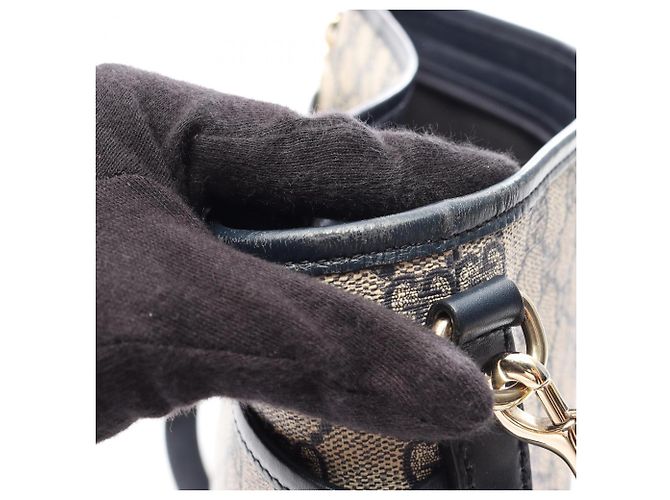Borsa a Spalla Gucci GG Supreme Beige Blu navy - vista 10