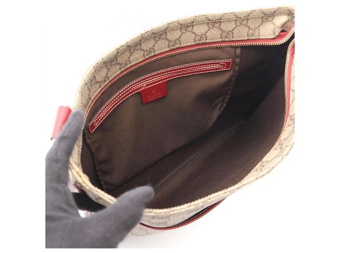 Borsa a tracolla Gucci GG Supreme Rosso Beige - vista 3