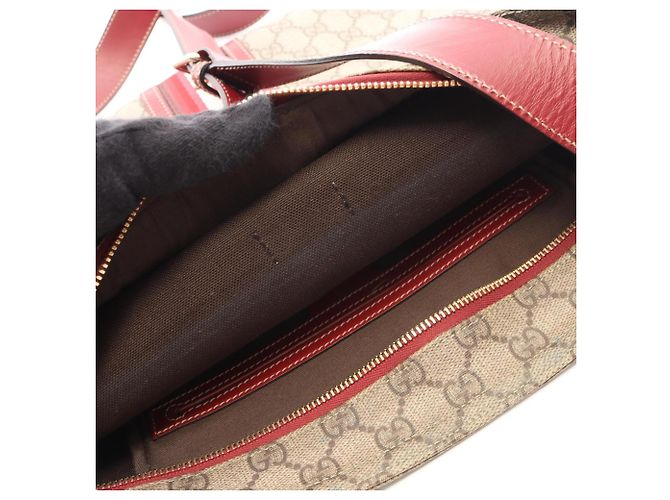 Borsa a tracolla Gucci GG Supreme Rosso Beige - vista 8