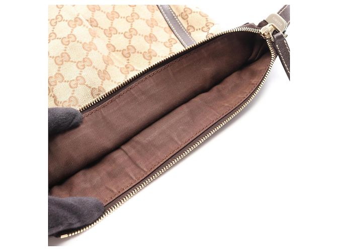 Borsa a Spalla Gucci Abbey GG Canvas Marrone Beige - vista 5