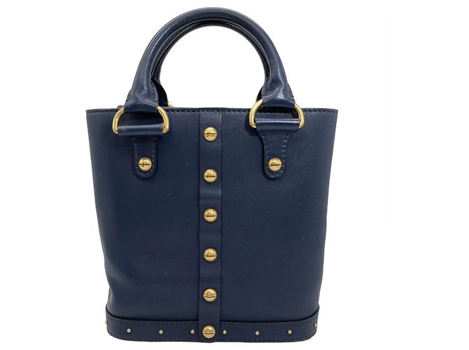 Borsa a secchiello Christian Dior in pelle blu navy - vista 2