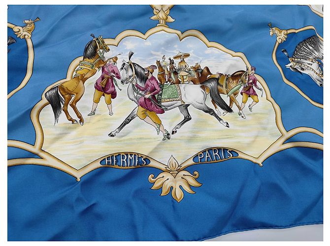 Hermès Hermes Carré 90 Seta multicolore 90 x 90 Blu - vista 2