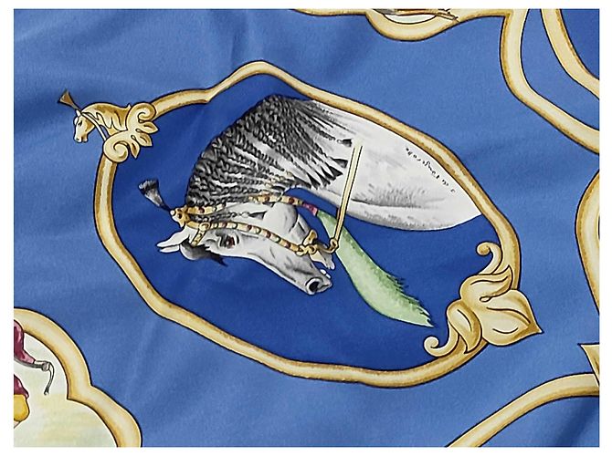 Hermès Hermes Carré 90 Seta multicolore 90 x 90 Blu - vista 4