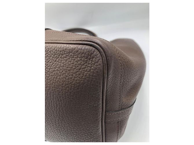 Borsa tote Hermès Garden Party in pelle granulata Marrone - vista 7