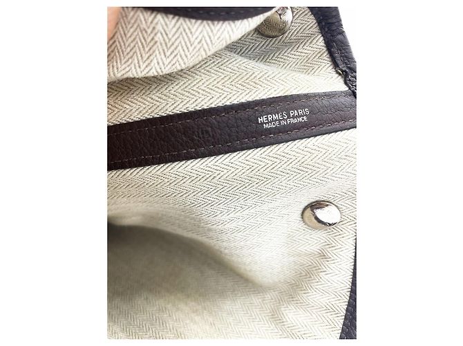 Borsa tote Hermès Garden Party in pelle granulata Marrone - vista 9