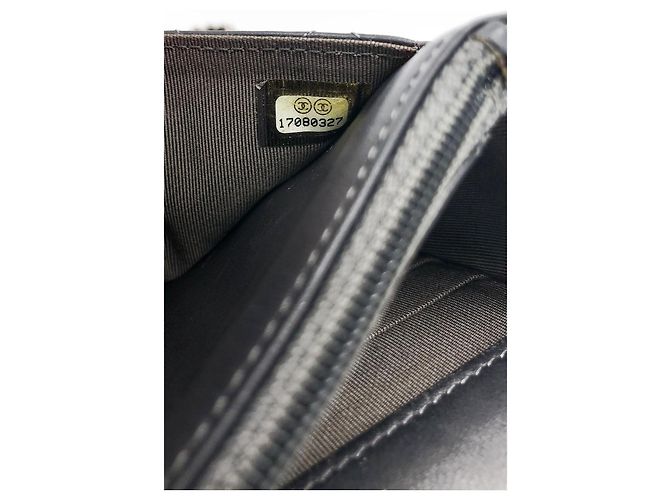 Chanel Wallet on chain / Woc mini in pelle liscia grigio scuro e finiture argentate Grigio antracite - vista 11