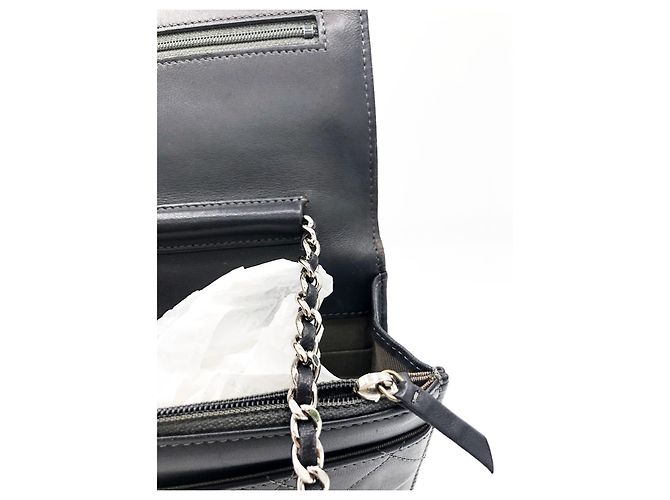 Chanel Wallet on chain / Woc mini in pelle liscia grigio scuro e finiture argentate Grigio antracite - vista 14