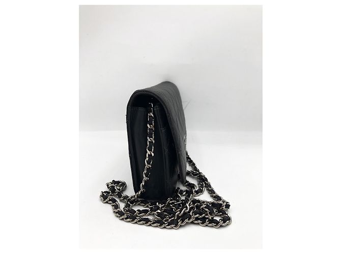 Chanel Wallet on chain / Woc mini in pelle liscia grigio scuro e finiture argentate Grigio antracite - vista 4