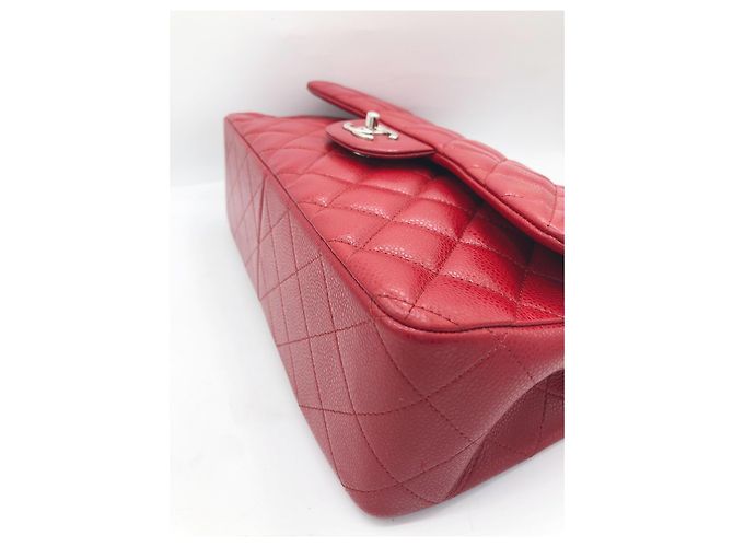 Timeless Borsa Chanel Jumbo Classic Double Flap in pelle caviar rossa Rosso - vista 10