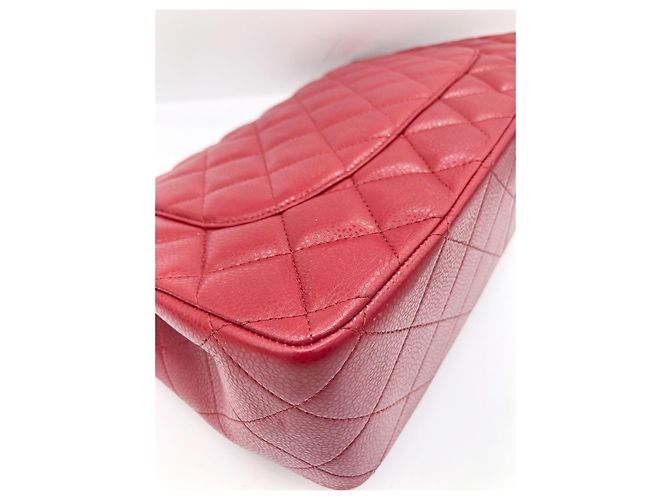 Timeless Borsa Chanel Jumbo Classic Double Flap in pelle caviar rossa Rosso - vista 11