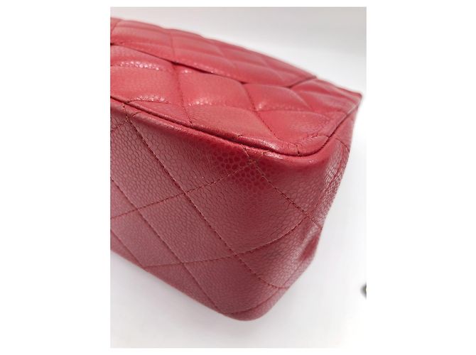Timeless Borsa Chanel Jumbo Classic Double Flap in pelle caviar rossa Rosso - vista 12