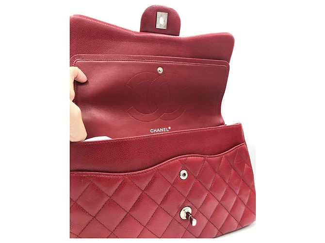 Timeless Borsa Chanel Jumbo Classic Double Flap in pelle caviar rossa Rosso - vista 15