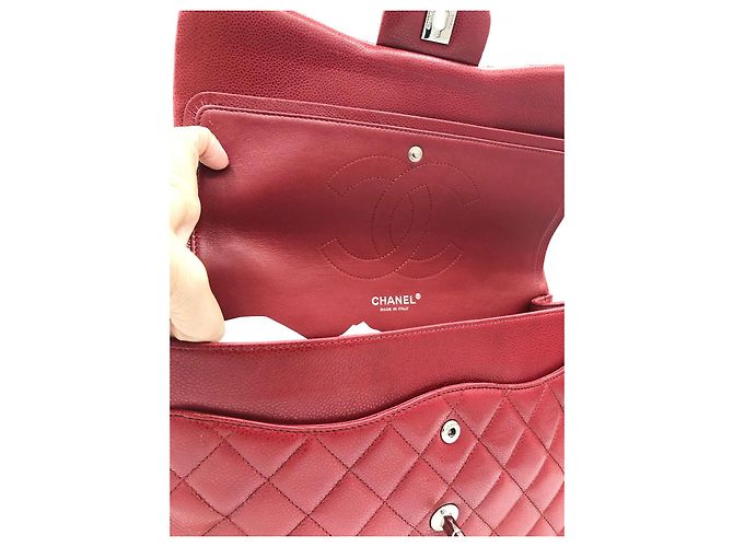 Timeless Borsa Chanel Jumbo Classic Double Flap in pelle caviar rossa Rosso - vista 16