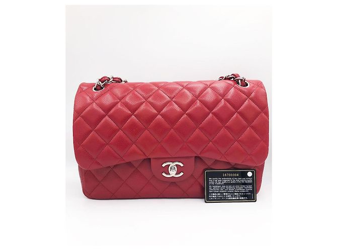 Timeless Borsa Chanel Jumbo Classic Double Flap in pelle caviar rossa Rosso - vista 19