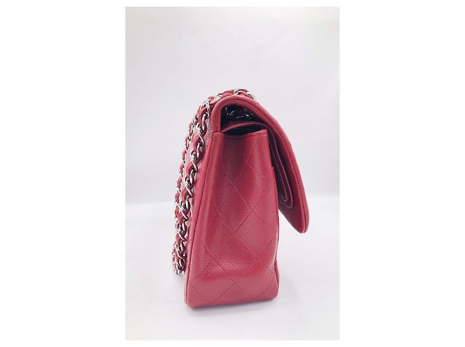 Timeless Borsa Chanel Jumbo Classic Double Flap in pelle caviar rossa Rosso - vista 5