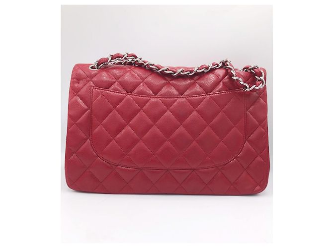 Timeless Borsa Chanel Jumbo Classic Double Flap in pelle caviar rossa Rosso - vista 6