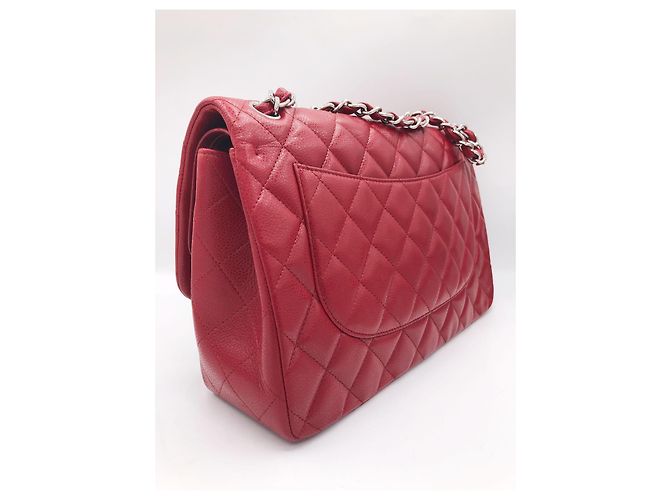 Timeless Borsa Chanel Jumbo Classic Double Flap in pelle caviar rossa Rosso - vista 7