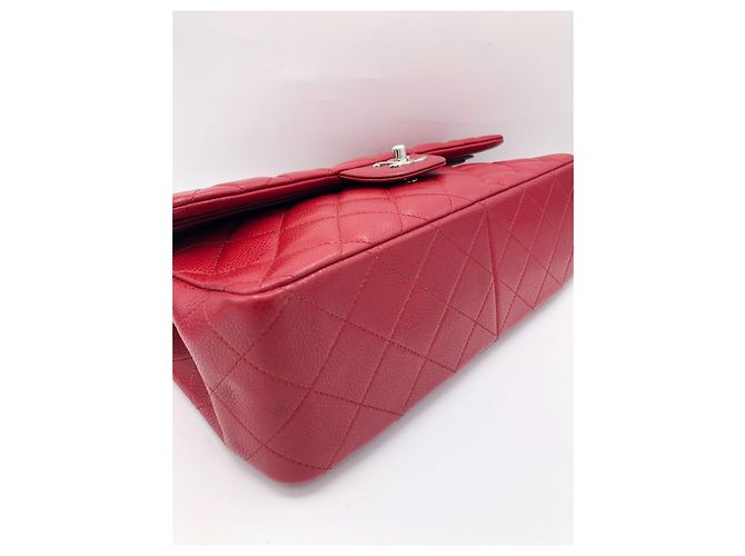 Timeless Borsa Chanel Jumbo Classic Double Flap in pelle caviar rossa Rosso - vista 8