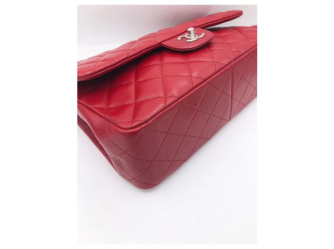 Timeless Borsa Chanel Jumbo Classic Double Flap in pelle caviar rossa Rosso - vista 9