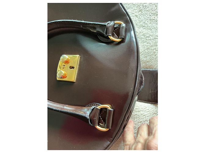 Borsa a mano Moschino in vernice marrone - vista 15