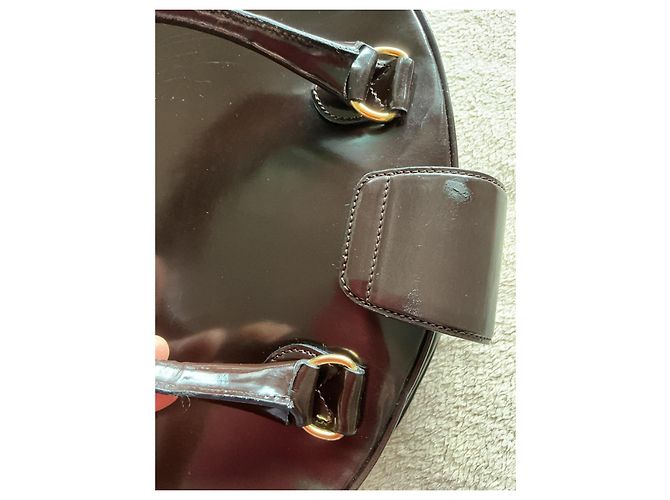 Borsa a mano Moschino in vernice marrone - vista 16