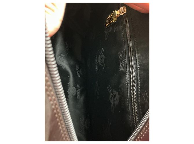 Borsa a mano Moschino in vernice marrone - vista 17