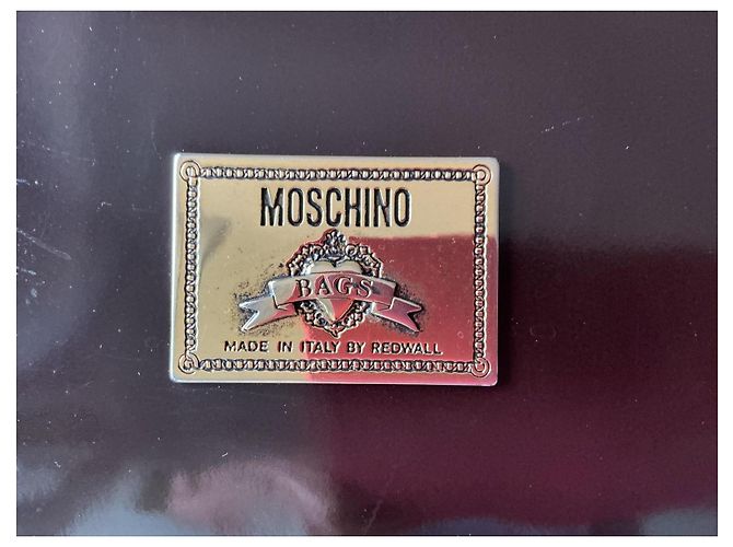 Borsa a mano Moschino in vernice marrone - vista 3