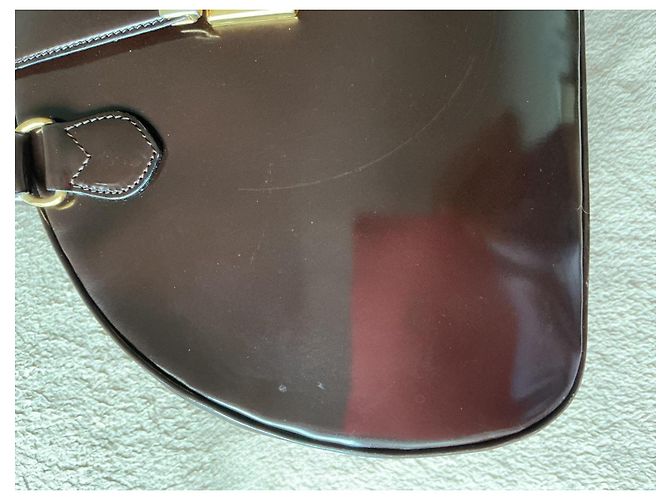 Borsa a mano Moschino in vernice marrone - vista 5