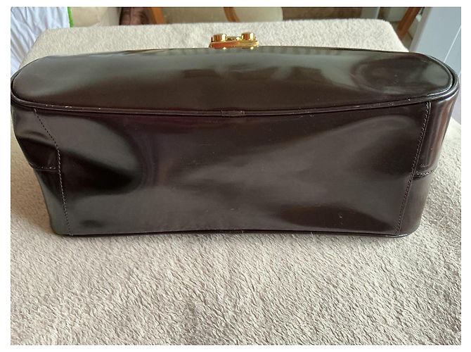 Borsa a mano Moschino in vernice marrone - vista 8