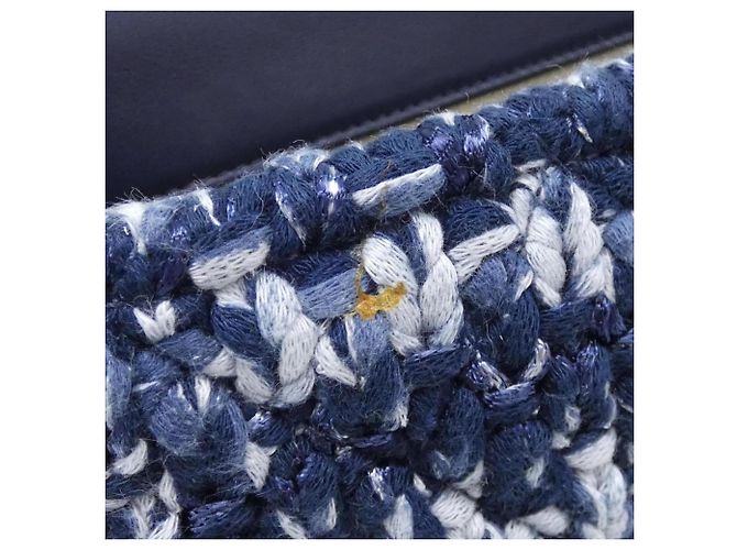 Borsa Chanel 92991 in tweed e pelle blu navy - vista 7