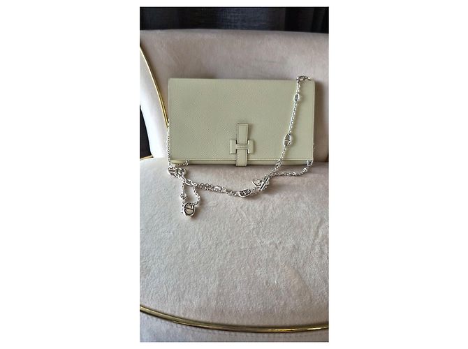 Hermès H Passant Portafoglio lungo in pelle Epsom Beige Giallo - vista 10