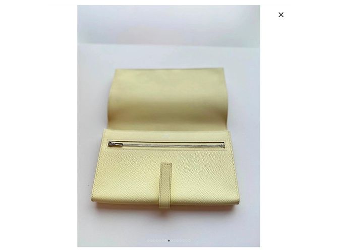 Hermès H Passant Portafoglio lungo in pelle Epsom Beige Giallo - vista 2
