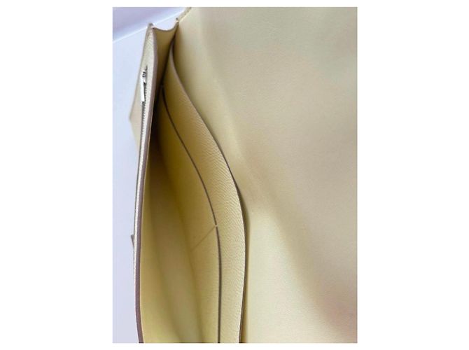 Hermès H Passant Portafoglio lungo in pelle Epsom Beige Giallo - vista 4
