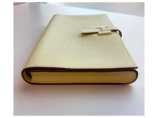 Hermès H Passant Portafoglio lungo in pelle Epsom Beige Giallo - vista 5