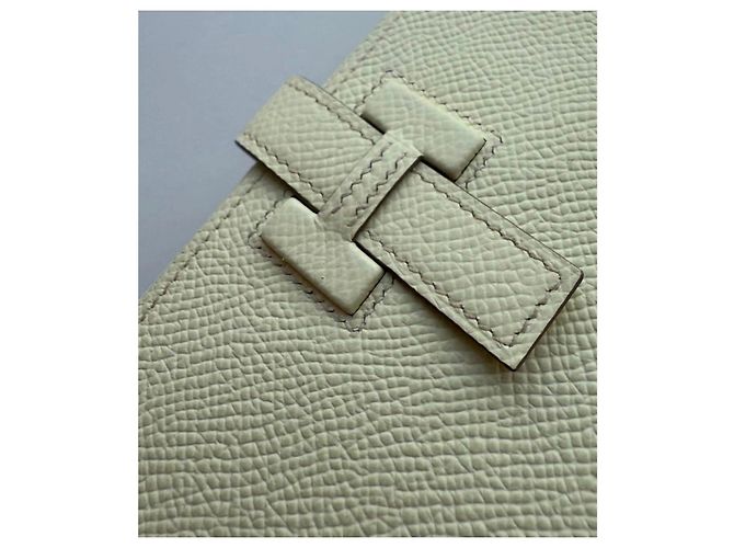 Hermès H Passant Portafoglio lungo in pelle Epsom Beige Giallo - vista 6