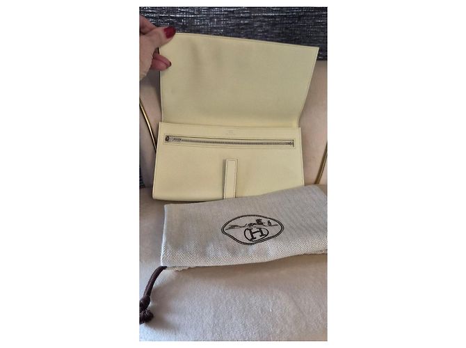Hermès H Passant Portafoglio lungo in pelle Epsom Beige Giallo - vista 8