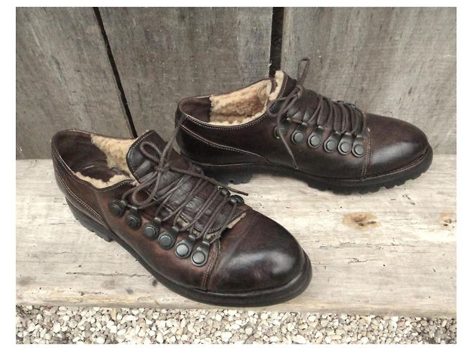 Autre Marque Derbies in pelle foderati Fauzian Jeunesse Marrone - vista 4