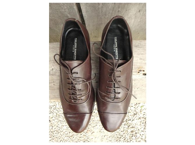 Autre Marque Scarpe Richelieu Philippe Zorzetto in pelle marrone - vista 2