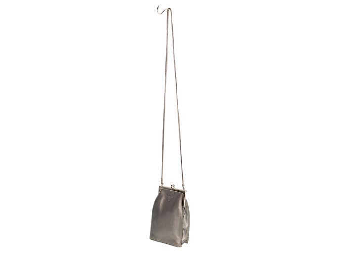 Prada Borsa a mano in pelle argentata con chiusura a bacetta Metallico - vista 5