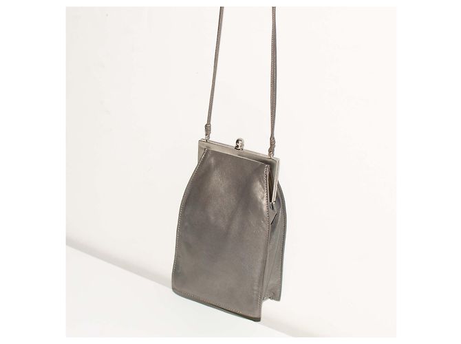 Prada Borsa a mano in pelle argentata con chiusura a bacetta Metallico - vista 6