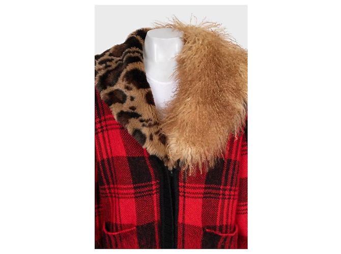 Roberto Cavalli Strickjacke aus Wolle und Mohair mit rotem Karomuster Größe 40/S Gebraucht - Ansicht 7