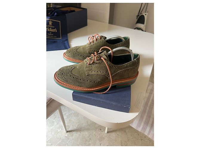 Autre Marque Tricker's Bourton Scarpe Stringate Uomo Camoscio Verde Marrone - vista 2