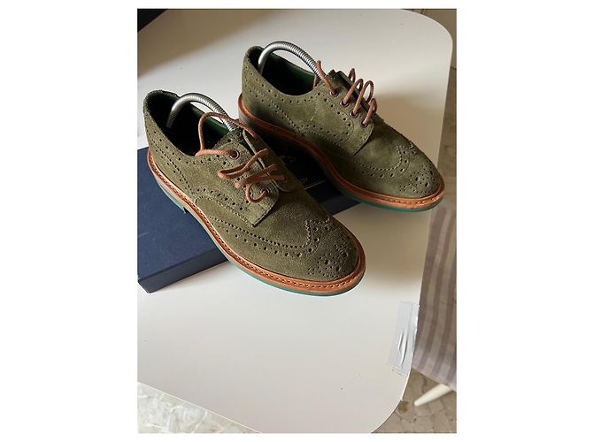 Autre Marque Tricker's Bourton Scarpe Stringate Uomo Camoscio Verde Marrone - vista 3