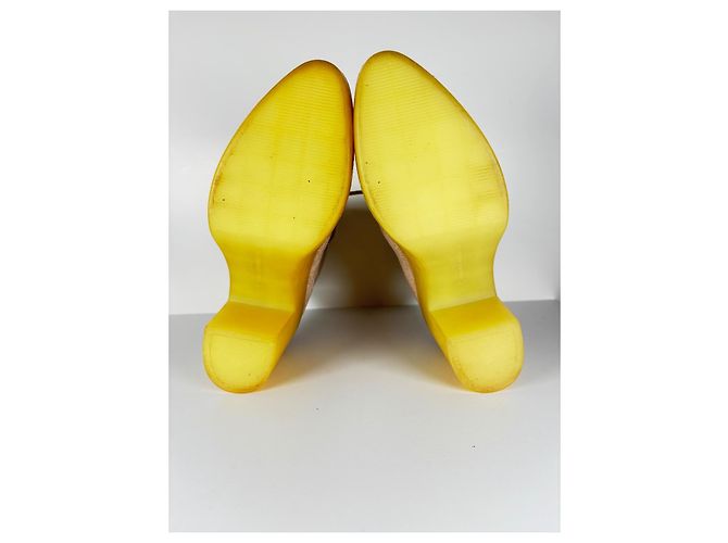 Botines Alexander Wang de cuero grabado beige con tacones amarillos - vista 5